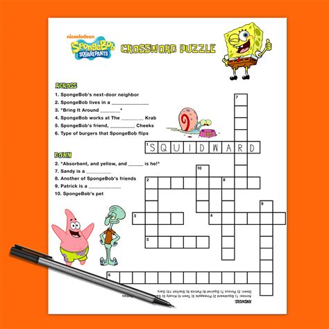 spongebob crossword puzzle|SpongeBob Squarepants .